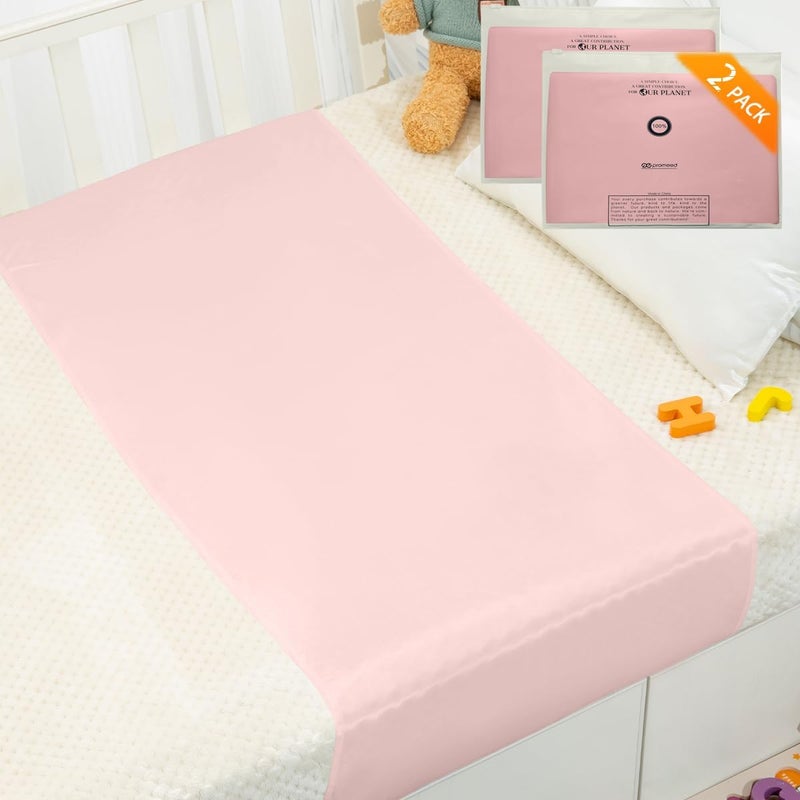 PROMEED 2 Pack 100% Mulberry Silk Crib Sheet for Baby Hair, 23 Momme Silk Bassinet Slip for Baby Bald Spots, Soft and Safe Silk Cot Sleeve for Everyday Use (Pink) - Image 1